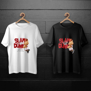 طرح لایه باز خرس تدی با لباس بسکتبال در حال اسلم زدن برای چاپ روی انواع تیشرت